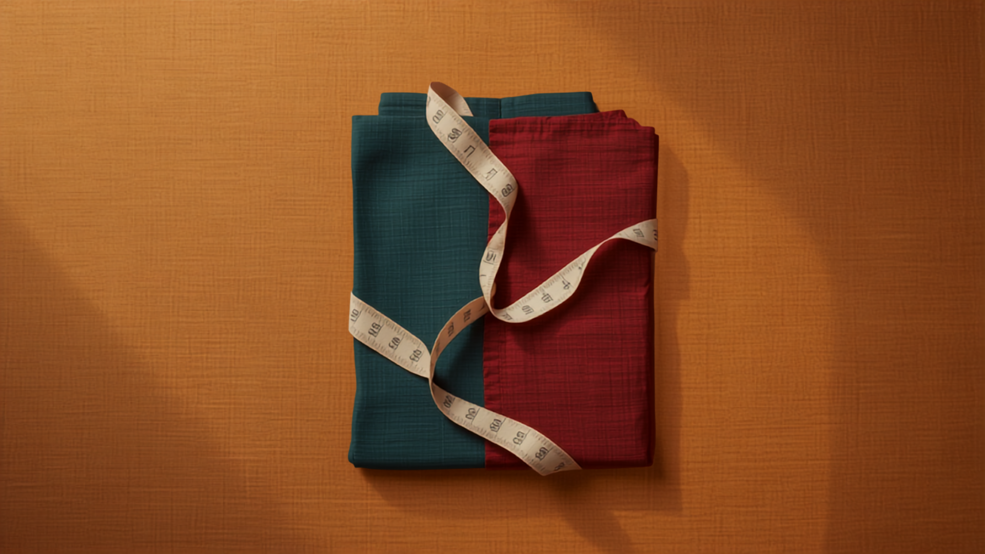 House of Falguni kurti size guide — folded handcrafted cotton kurtis with a cloth measuring tape, flat-lay