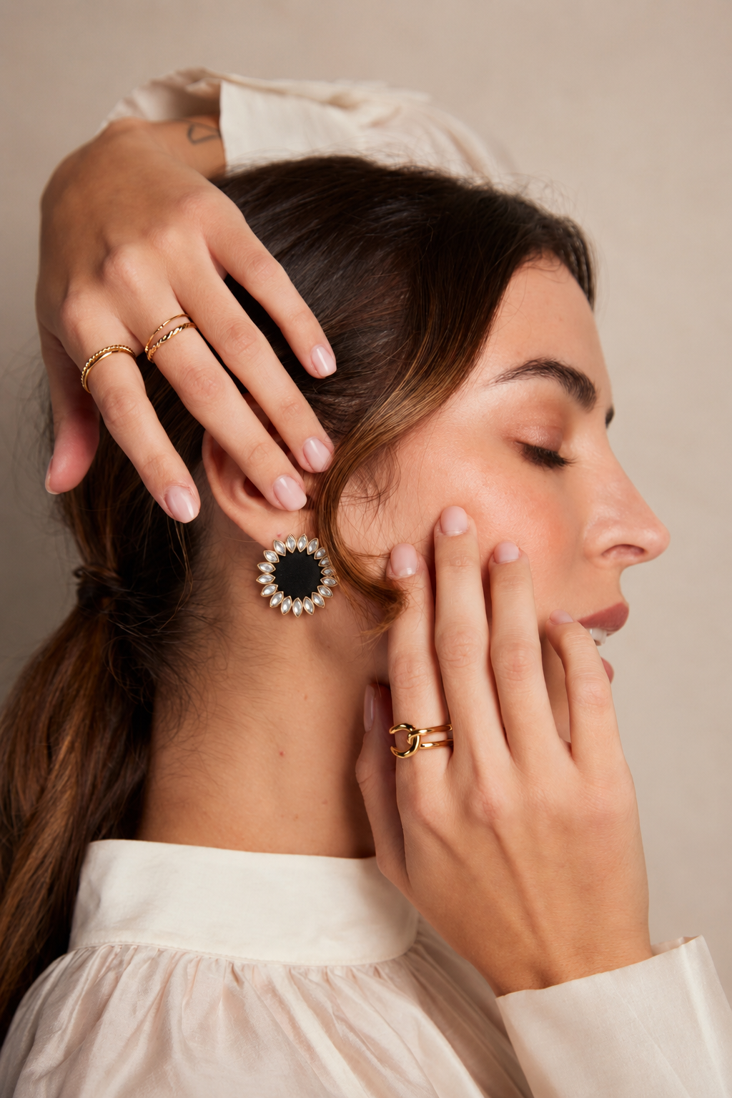 Kundan earrings — handcrafted floral kundan earrings for women by House of Falguni, Ahmedabad