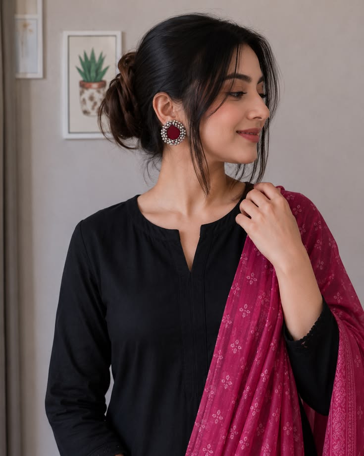 Handcrafted maroon statement earrings styled for an ethnic-fusion look — the story behind House of Falguni