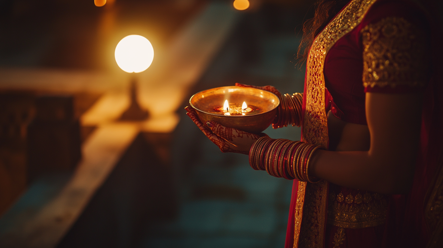 Karva Chauth outfit ideas — handcrafted red and maroon Indo-western kurtas and festive jewellery by House of Falguni