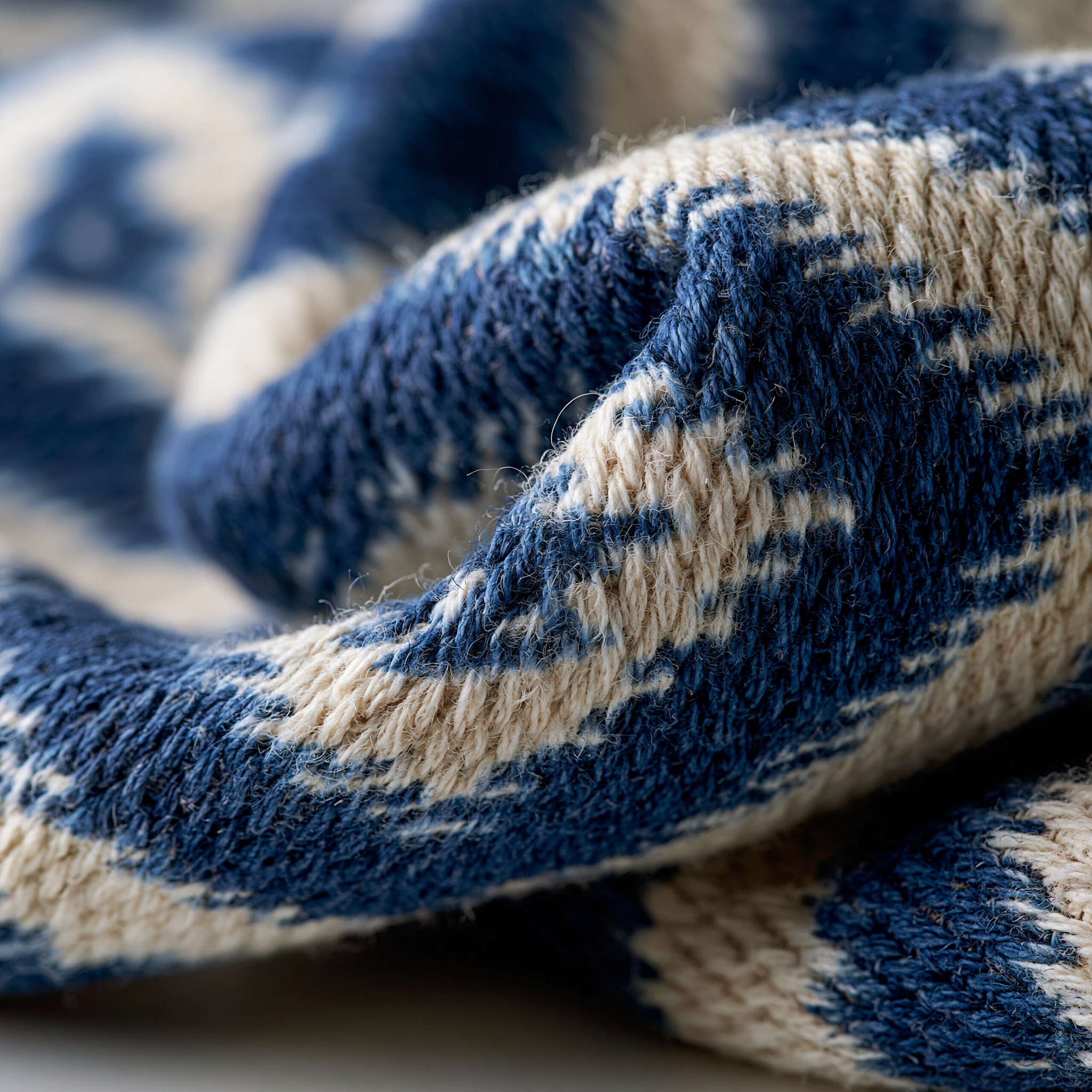 Macro view of handwoven warp ikat cotton — how to tell a woven ikat from a print, House of Falguni