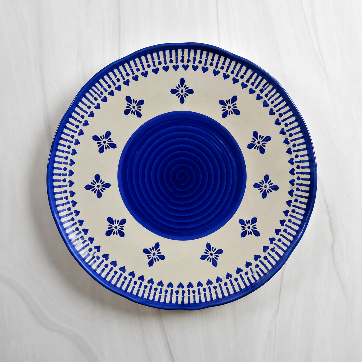 Heritage Blue Ceramic Quarter Plates — hand-painted blue ceramic quarter plates styled, set of 2, House of Falguni
