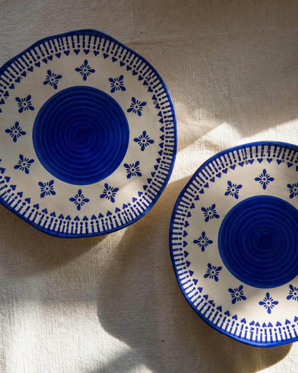 Heritage Blue Ceramic Quarter Plates — hand-painted blue ceramic side plates for an Indian table, House of Falguni