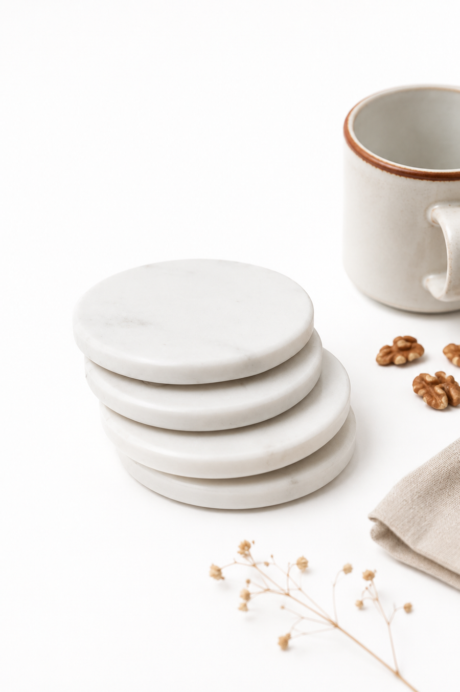 Table Companions — hand-carved marble coasters, set of 4, House of Falguni