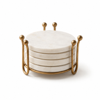 Table Companions — hand-carved marble drink coasters for an Indian home, set of 4, House of Falguni
