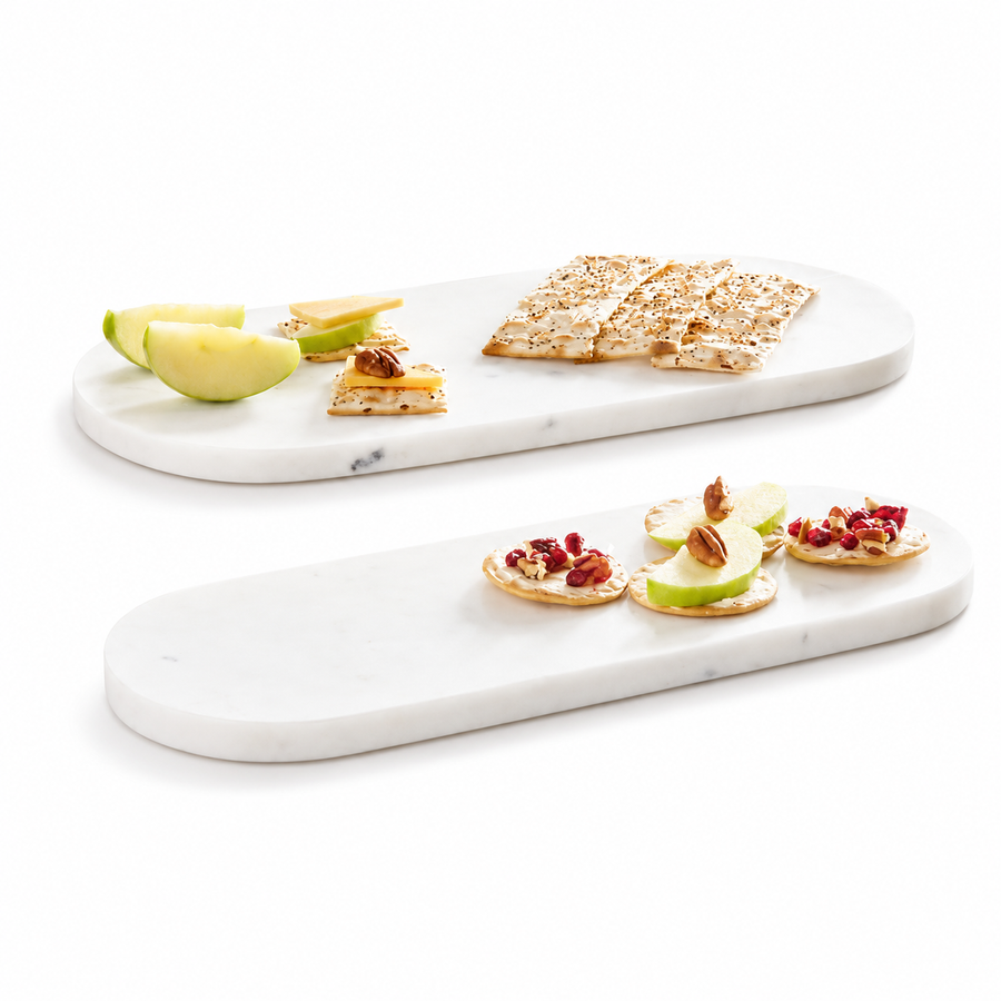 Quiet Table Marble Tray — hand-carved oval marble serving and vanity tray, House of Falguni