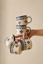 Saanjh Ceramic Cups — hand-painted ceramic chai cups for an Indian home, set of 6, House of Falguni