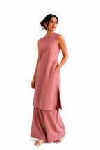 Gulshan Halter Neck Co-ord Set — pink ethnic fusion two-piece for women, handcrafted, House of Falguni
