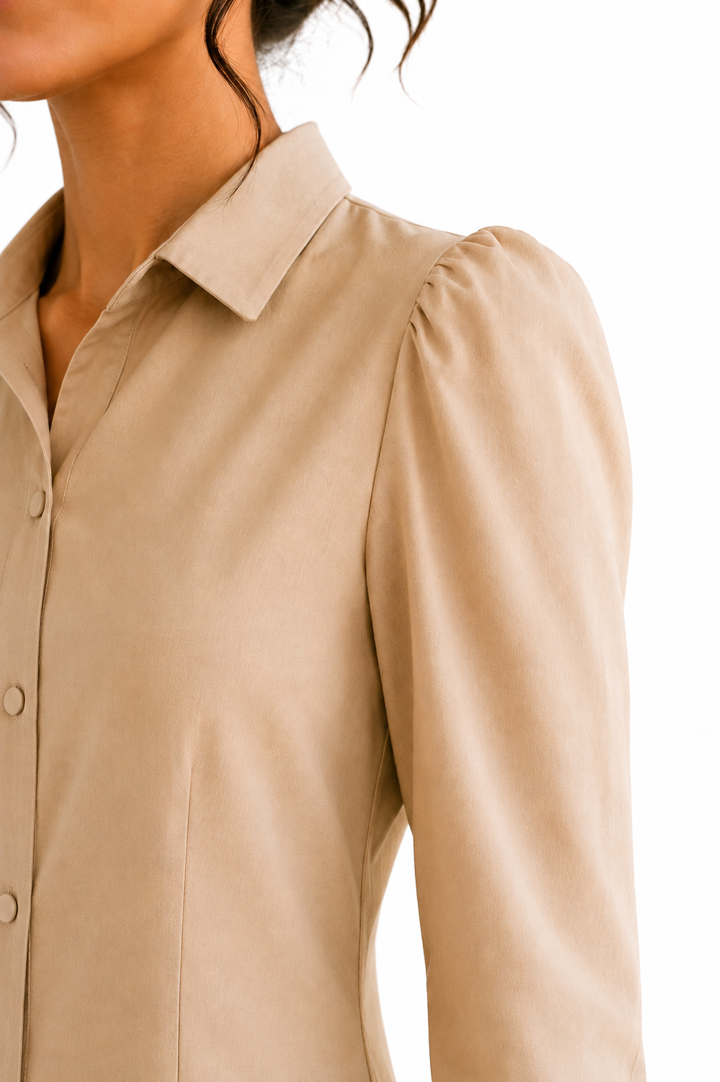 Ibrik Shirt Dress — warm camel handcrafted cotton shirt dress for women, day-to-evening, House of Falguni