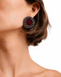 Maroon Ghungroo Stud Earrings