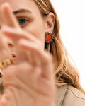 Orange Ghungroo Stud Earrings