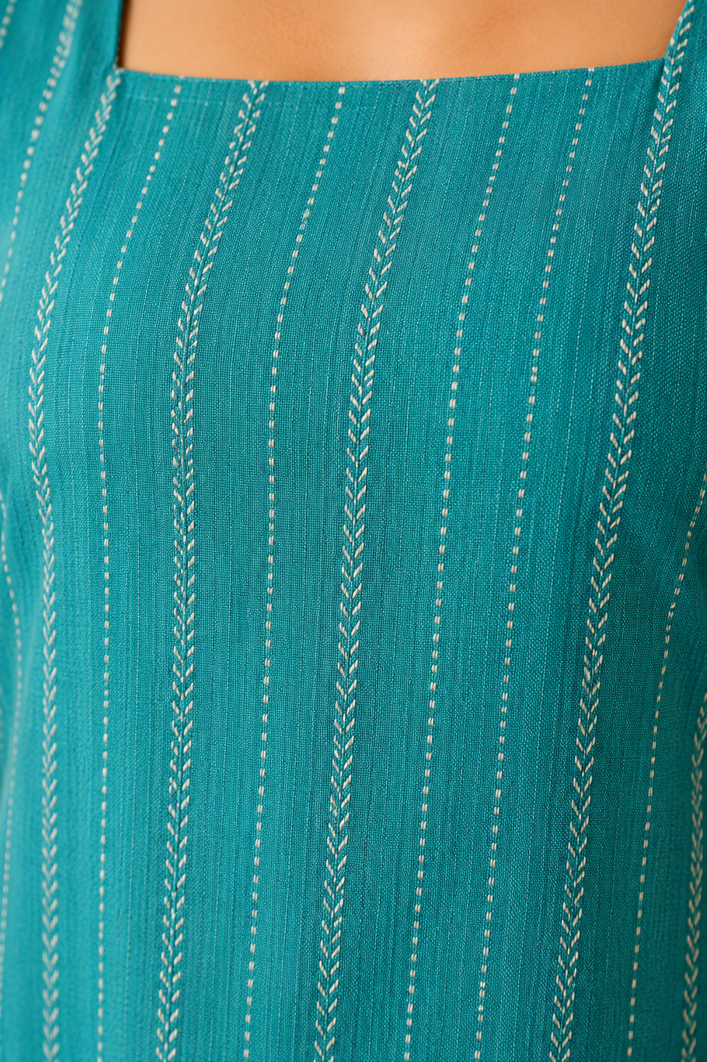 Nilkamal short kurti for women — deep teal office-wear kurti, detail