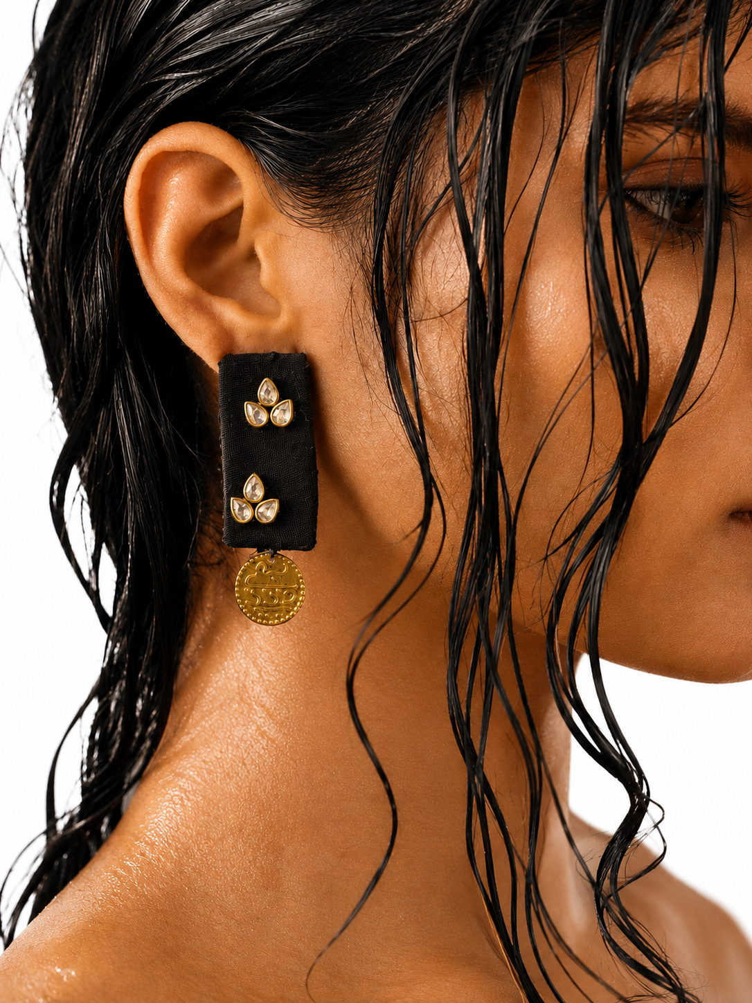 Kundan Fabric Earrings