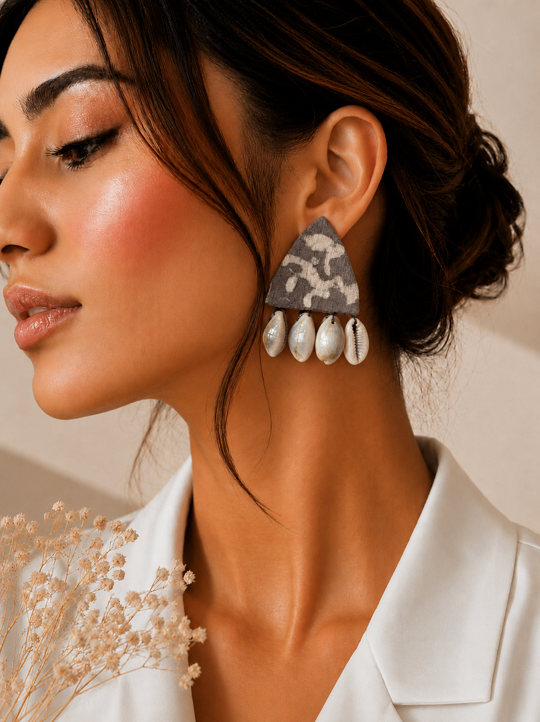 Shell Saga Earrings — handcrafted natural shell coastal drop earrings for women India