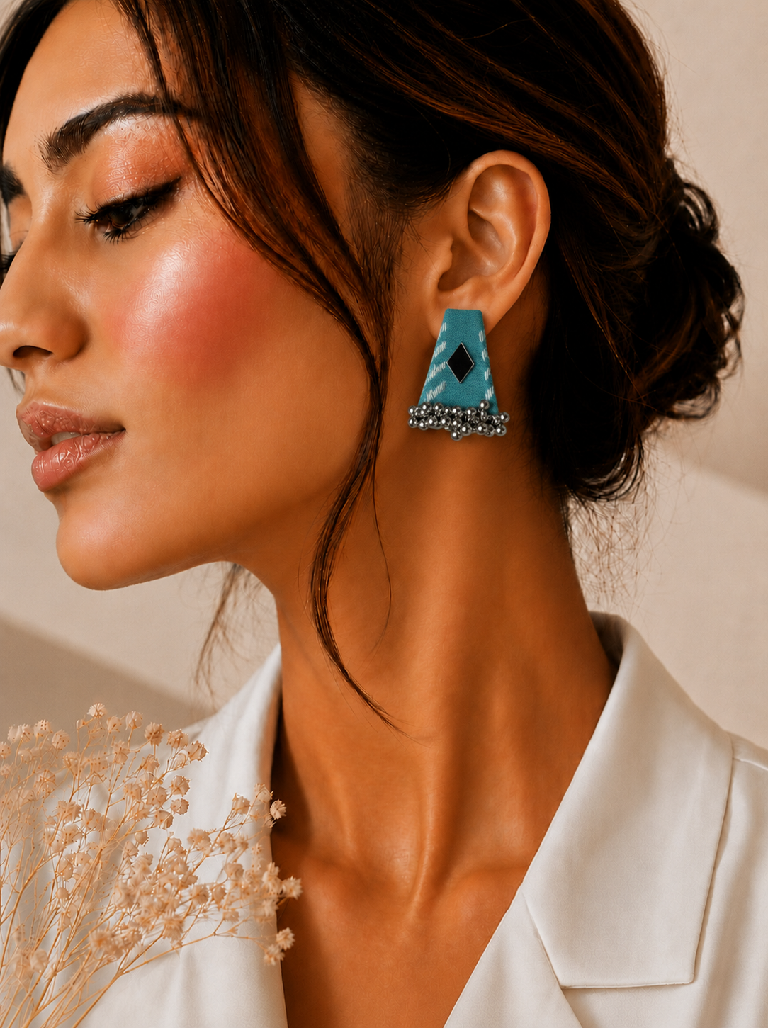 Kamal Drops Earrings — handcrafted green lotus-inspired drop earrings for women India