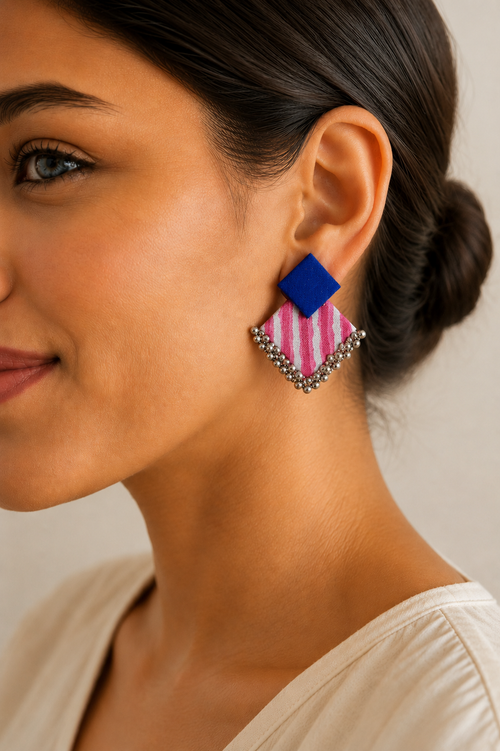 Geometric Ghungroo Earrings — Fusion Taal geometric earrings for women, styled