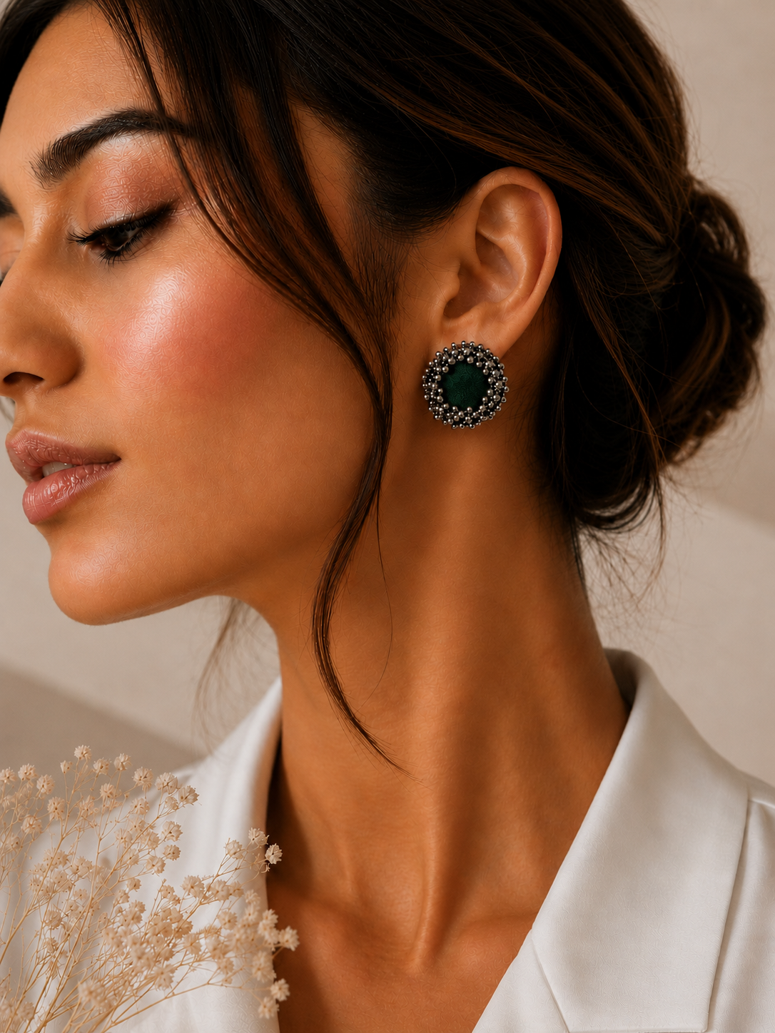 Ghungroo Stud Earrings — handcrafted traditional stud earrings for women, side view