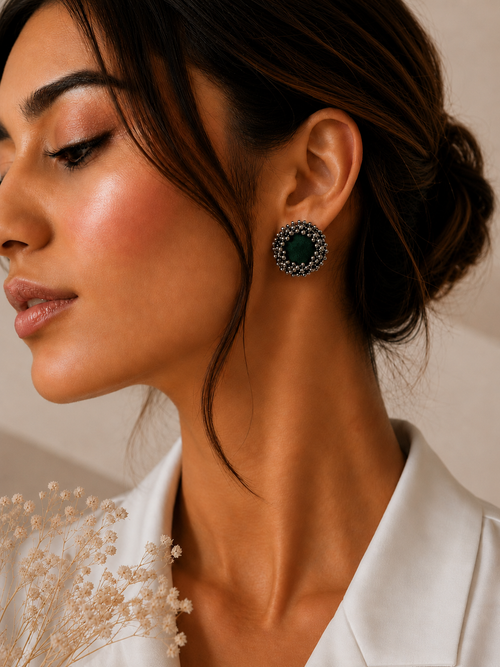 Ghungroo Stud Earrings — handcrafted traditional stud earrings for women, side view