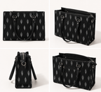 Ikat work tote bag for women — vegan leather handles, fits 14 inch laptop, India