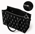Handwoven ikat laptop tote for women — work bag with vegan leather handles, House of Falguni