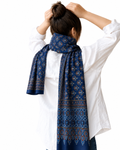 Nilufar Navy Ajrakh Modal Silk Stole