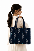 Ikat Tote Bag — handwoven ikat office laptop tote for women, ethnic fusion, House of Falguni