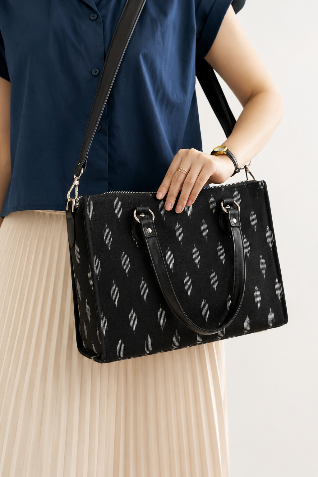 Ikat Tote Bag — handwoven ikat work tote for women, laptop bag, handcrafted, House of Falguni