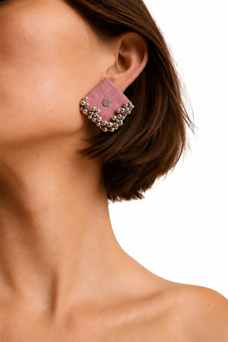 Blush Mirage Earrings — handcrafted blush pink fabric festive earrings for women, House of Falguni
