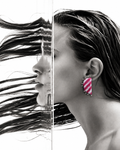 Leher Fuchsia Pink Half Moon Earrings