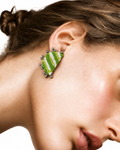 Leher Lime Green Half Moon Earrings