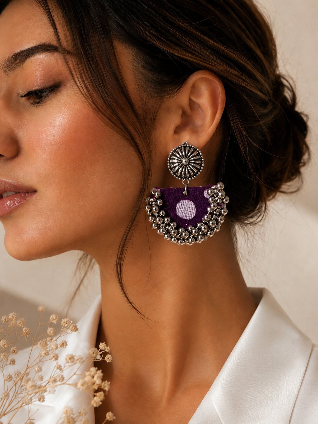 Chandbali Earrings — kundan ghungroo chandbali for women, close-up India