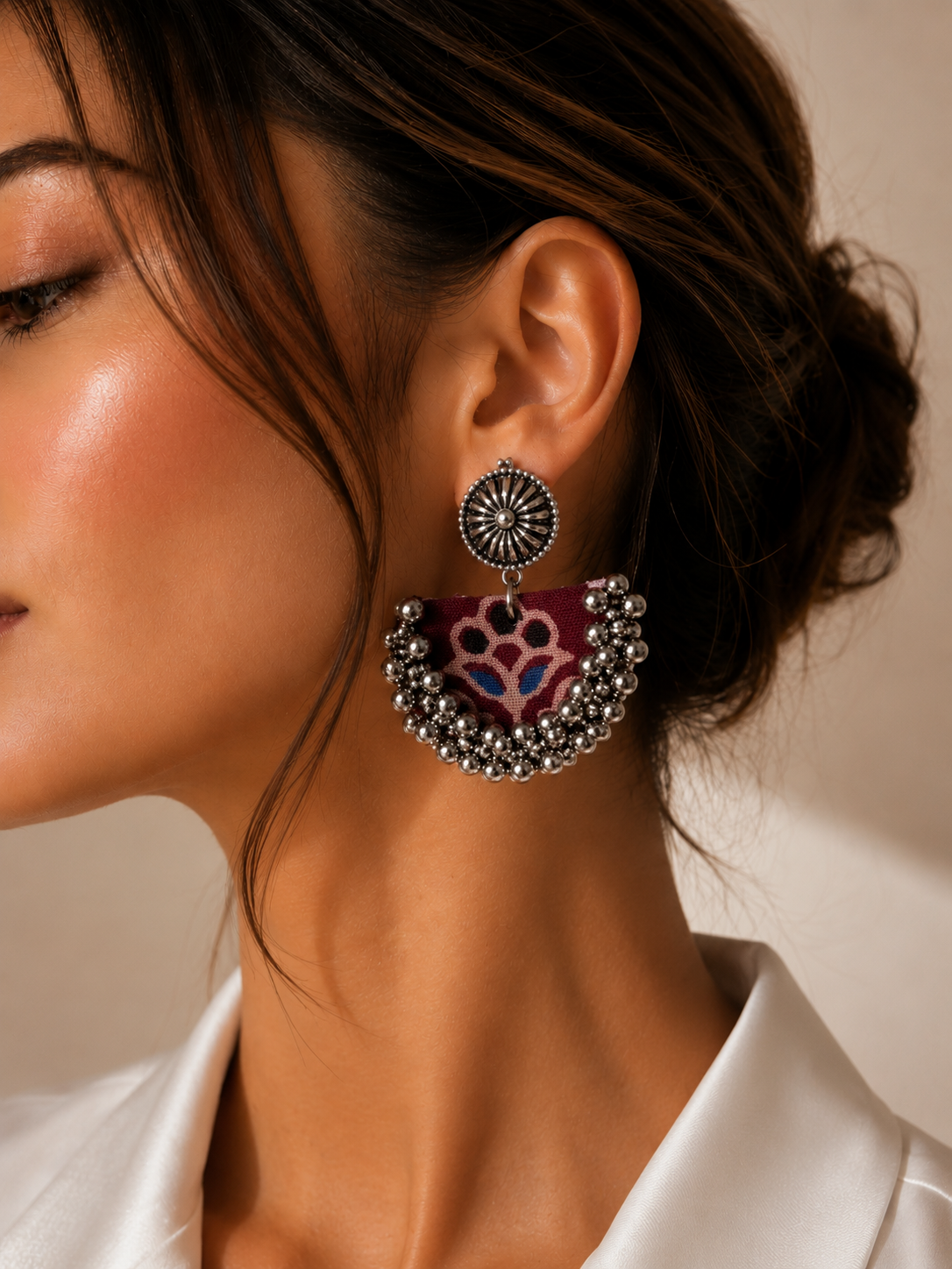 Chandbali Earrings — handcrafted festive chandbali drops for women, side view