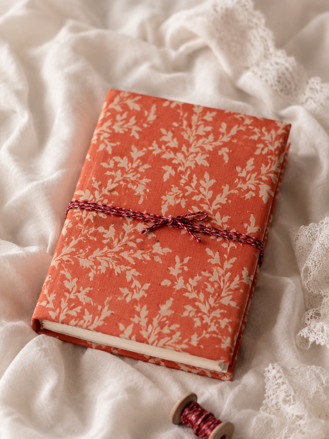 Katha Fabric Diary — Gulabi Blossom hot pink block-print handmade notebook India