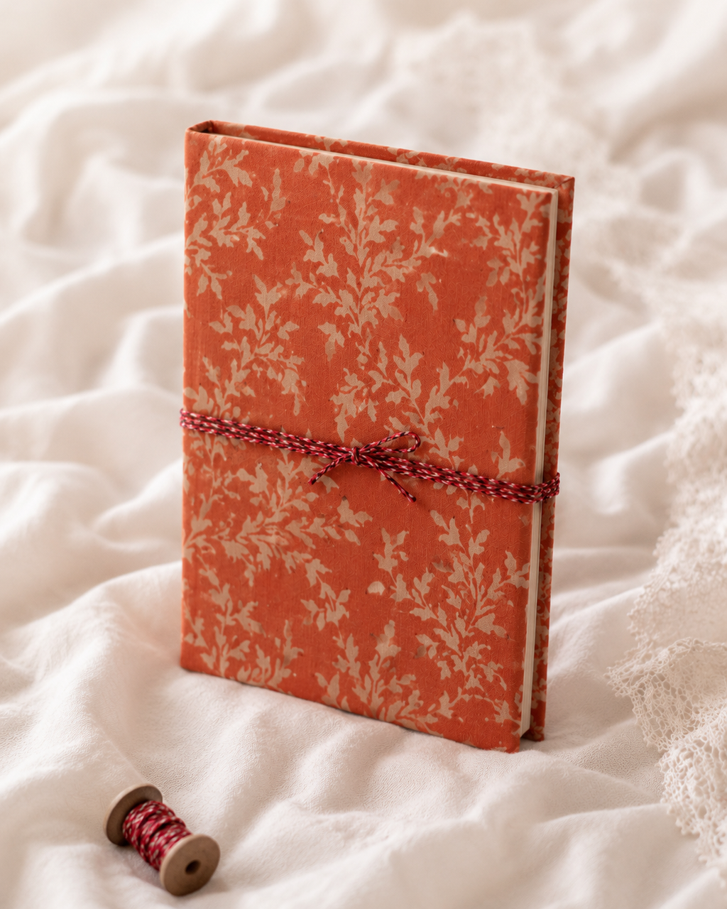 Katha Fabric Diary — Indigo Tropics navy tropical block-print cotton diary