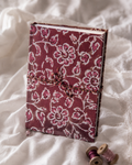 Wine Suzani Block Print Fabric Diary, 200 Unruled Pages