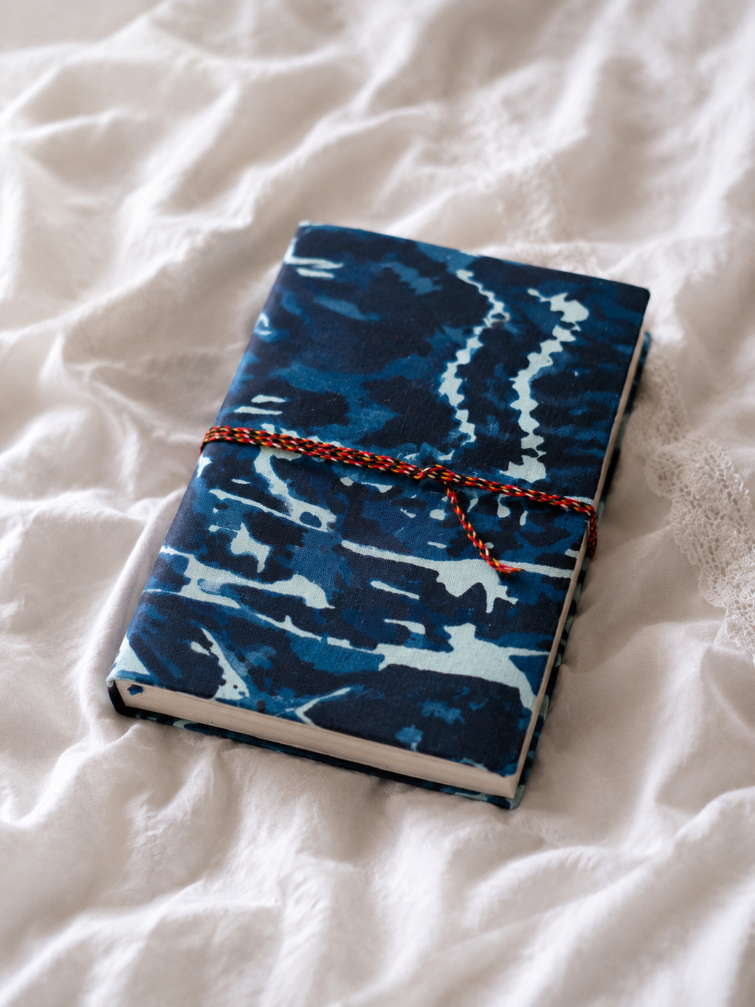 Katha Fabric Diary — Navy Geometric dark navy circle block-print handcrafted diary