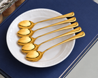 Zari Gold Dessert Spoons, Stainless Steel Tea Spoons (Set of 6)