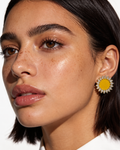 Yellow Floral Kundan Earrings