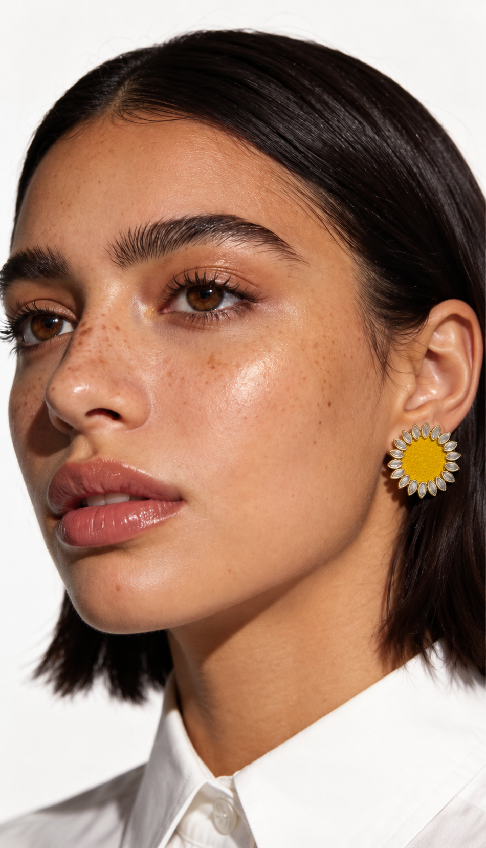 Yellow Floral Kundan Earrings