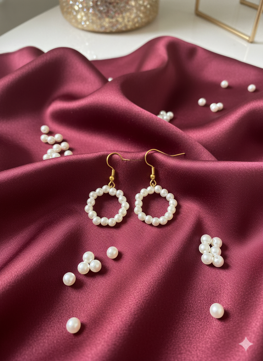 Snowflake Pearl Hoops