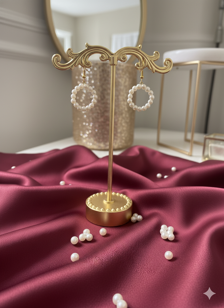 Snowflake Pearl Hoops