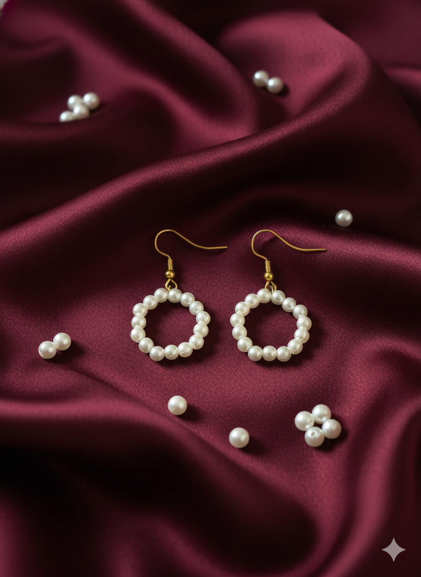 Snowflake Pearl Hoops