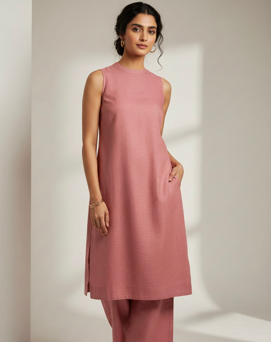Gulshan Co-ord Set with Blush Mirage Earrings — festive ethnic fusion complete look India