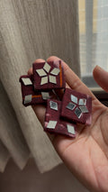 Noor Mirror Work Squares — handcrafted Indian mirror work maroon fabric accessory India