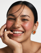 Orange Floral Kundan Earrings