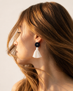 Navy Tassel Mirror Work Earrings — handcrafted navy tassel mirror-work earrings for women, House of Falguni