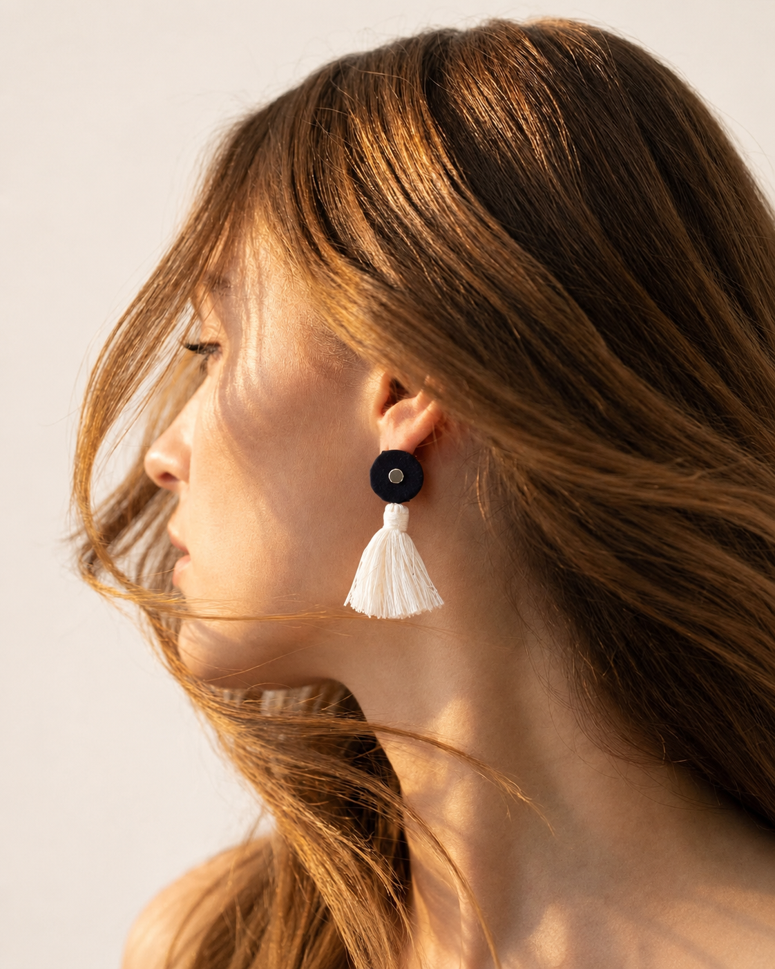 Navy Tassel Mirror Work Earrings — handcrafted navy tassel mirror-work earrings for women, House of Falguni