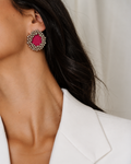 Fuchsia Pink Ghungroo Stud Earrings