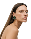 Riwaayat Gulmohar Green Triangle Earrings