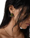 Riwaayat Morni Dark Green Triangle Earrings